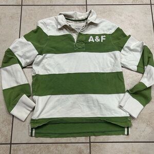 VTG 90s Abercrombie Fitch Long Sleeve Colorblock Rugby Polo Shirt sz L Preppy